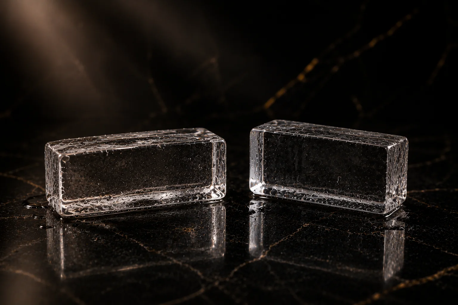 Detalle de barras rectangulares de hielo cristalino